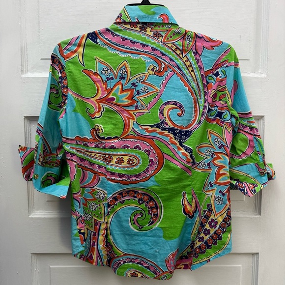 Paisley Print Button Down Shirt Lilly Pulitzer Womens 4 Multicolor - Picture 3 of 6